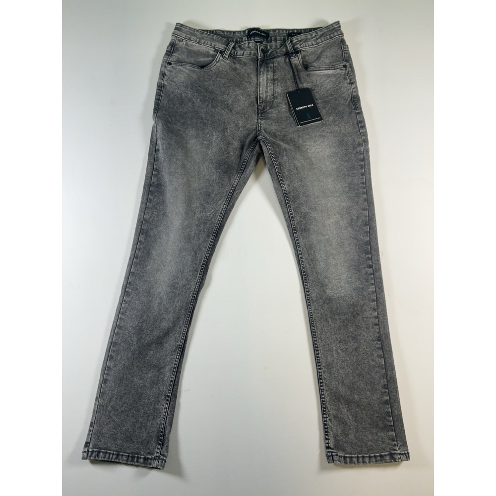 Kenneth Cole Jeans Mens 36x32 Gray Wash Slim Fit Stretch Denim Pants $89 NEW